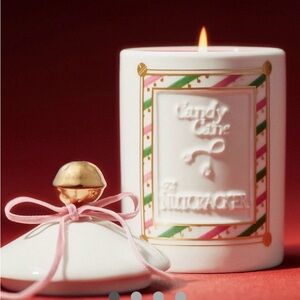 Anthropologie Candy Cane Nutcracker Scented Candle - White and Gold